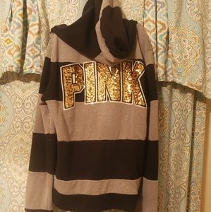 Victoria Secret Stripped Zipper Bling Hoodie